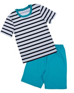 Пижама летняя для мальчиков бирюзового цвета в полоску Апрель