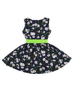 Платье для девочек с зеленым пояском летние ромашки Апрель