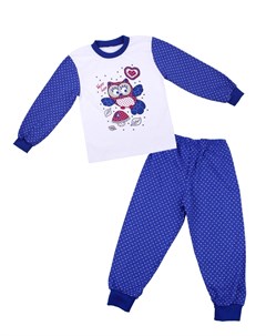 Пижама для девочек с длинным рукавом синего цвета сова Апрель