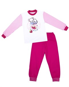 Пижама для девочек с длинным рукавом малинового цвета с мышкой Апрель