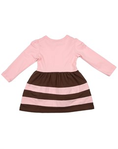 Платье с длинным рукавом розовое в коричневую полоску Mini maxi