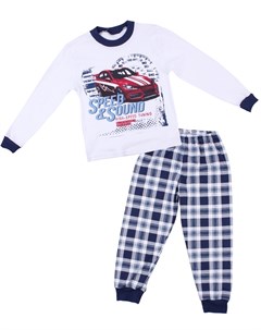 Пижама для мальчиков белого цвета красное авто Апрель