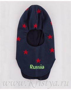 Шапка шлем для мальчиков синий с красными звездами ЛЕШКА Mialt
