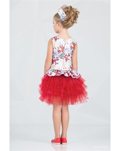 Платье нарядное с многослойной юбкой красного цвета Брайт Зиронька