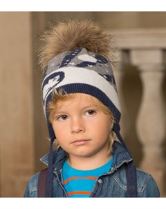 Шапка на мальчика зимняя серо коричневая в берлоге Mialt