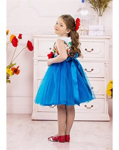 Платье нарядное синее с большим цветком Моника Alolika