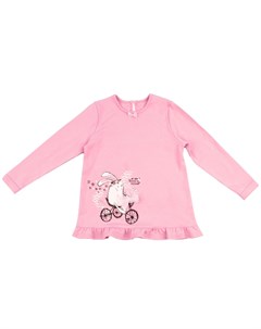 Комплект серо розовый лосины и туника Заяц на велосипеде Апрель