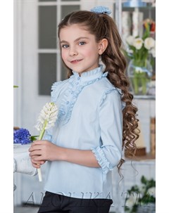 Блузка голубого цвета с рукавами 3 4 Николетта Alolika