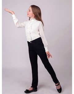 Блузка для девочек молочного цвета с элегантной брошью Luminoso