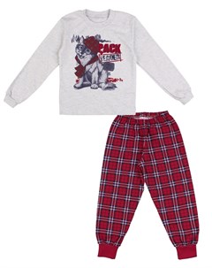 Пижама с длинным рукавом в красную клетку Волчонок Апрель