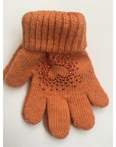 Перчатки зимние оранжевого цвета с узором из страз Glopia