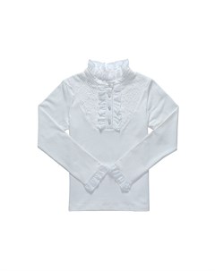 Блузка для девочек молочного цвета с воротником стойкой Luminoso