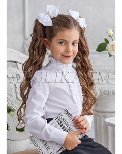 Блузка белого цвета с воротником стойкой Кайли Alolika