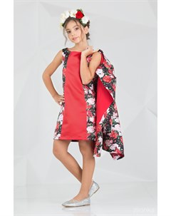 Комплект красного цвета платье и пальто Брайт лук Зиронька