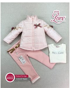 Комплект для девочек розового цвета Вероника куртка джинсы и джемпер Miss lore