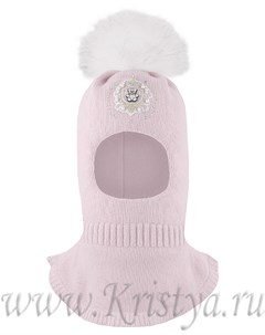 Шапка шлем для девочек розового цвета с бусинками ОБАЯШКА Mialt