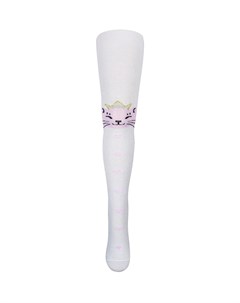 Колготки белого цвета с розовыми кошками на коленках Lb