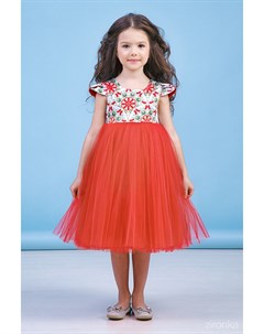 Платье нарядное красного цвета с узорами Spring Зиронька