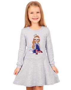 Платье с длинным рукавом светло серое Девочка в кедах Апрель