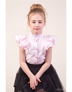 Блузка розового цвета с коротким рукавом двойным воланом Мотылек Зиронька