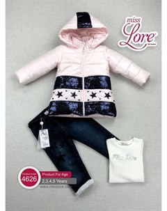 Комплект для девочек розово синего цвета Звездочка куртка джинсы и джемпер Miss lore