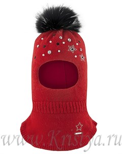 Шапка шлем для девочек красного цвета с бусинками ВЕНЕРА Mialt