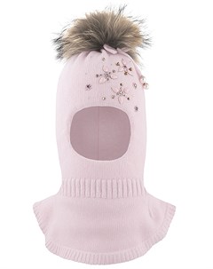 Шапка шлем для девочек бледно розового цвета с бусинками и стразами Джоанна Mialt