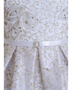 Платье нарядное белого цвета с золотой вышивкой Рошель Alolika