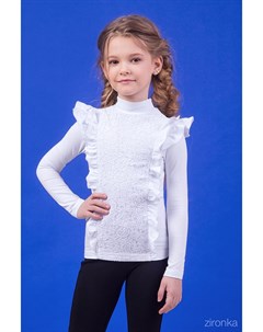 Блузка белого цвета с двойным рюшем Леди Зиронька