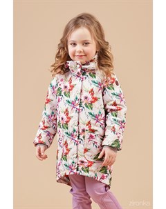 Куртка парка для девочек ассиметричная с красивыми цветами Герда Зиронька
