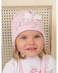 Шапка для малышки демисезонная розового цвета с завязками Sweet baby Mialt