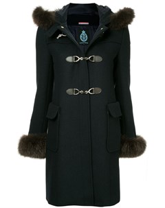 Двубортное пальто с капюшоном с меховой оторочкой Guild prime