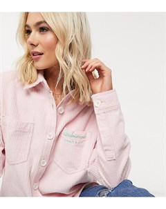 Вельветовая розовая oversized рубашка с вышитым логотипом Reclaimed vintage