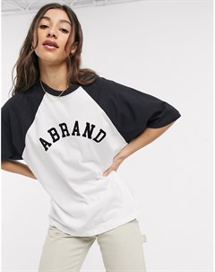 Белая oversized футболка с рукавами реглан и логотипом Abrand Abrand denim