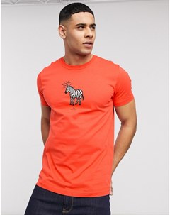 Оранжевая приталенная футболка с логотипом Ps paul smith