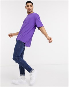 Фиолетовая футболка в стиле oversized свободного кроя Esprit