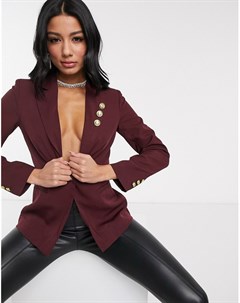 Бордовый пиджак с золотистыми пуговицами Unique21