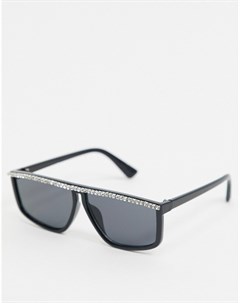 Черные солнцезащитные очки в квадратной оправе со стразами Asos edition