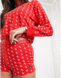 Красные пижамные шорты с логотипами Calvin klein