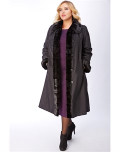 Женское пальто на большой размер на меху с норковой отделкой Garioldi