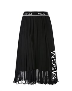 Черная юбка миди с плиссировкой детская Msgm