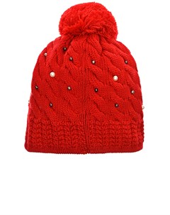 Красная шапка с помпоном и жемчужинами детская Capo
