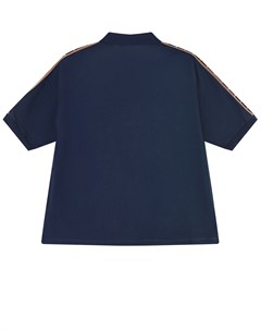Темно синяя футболка поло с лампасами детское Fendi