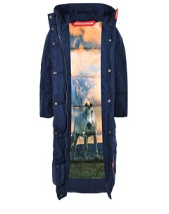 Длинное пуховое пальто с принтом на подкладке детское Freedomday