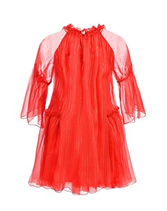 Красное платье из шелка с оборками детское Dior