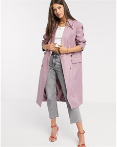Розово лиловое креповое пальто классического кроя Asos design