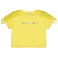 Желтая укороченная футболка детская Monnalisa