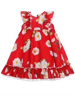 Красное платье с цветочным принтом Monnalisa