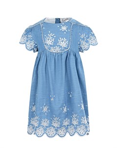 Синее платье с белой вышивкой Tartine et chocolat