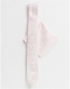 Светло розовый свадебный галстук и платок для пиджака с цветочным рисунком Twisted tailor